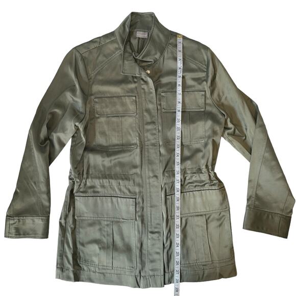 Chicos Utility Long Sleeve Green Satin Jacket Size 8/10 Chico Size 1 - Picture 11 of 13